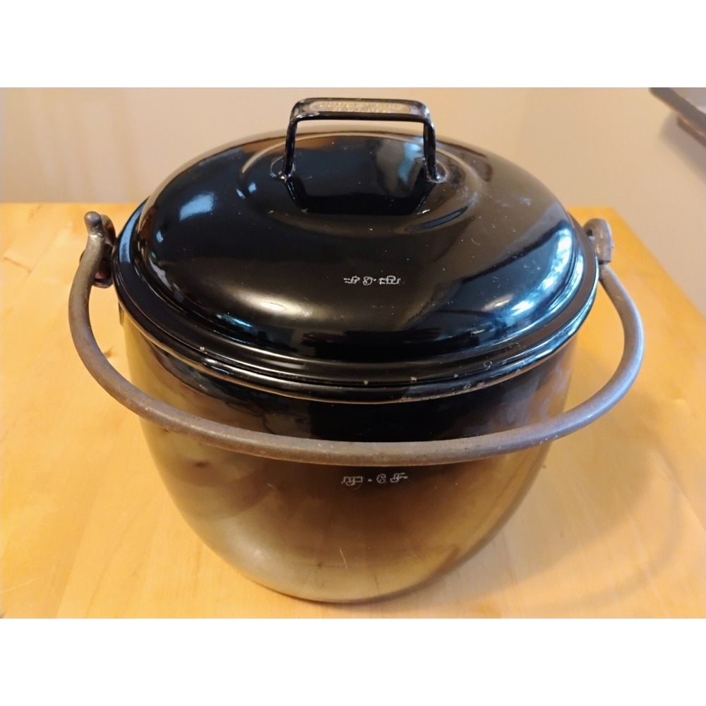VTG Judge Ware Enamel Black 8 Pints Pot Lid 1930s? Art Deco Farmhouse Britain